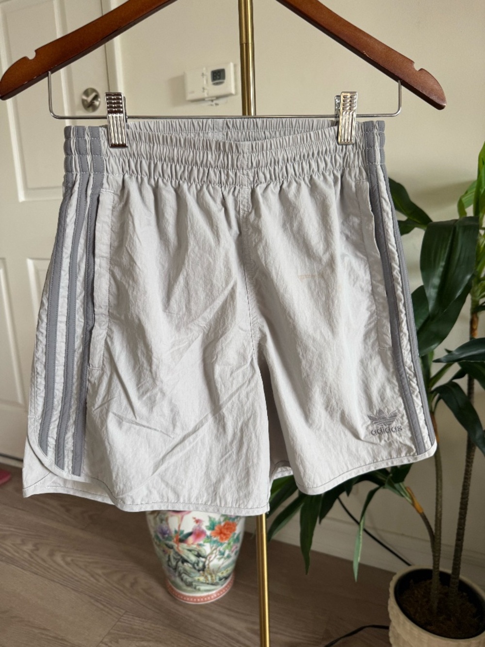 Adidas Originals 3-Stripe Shorts White Grey XS
